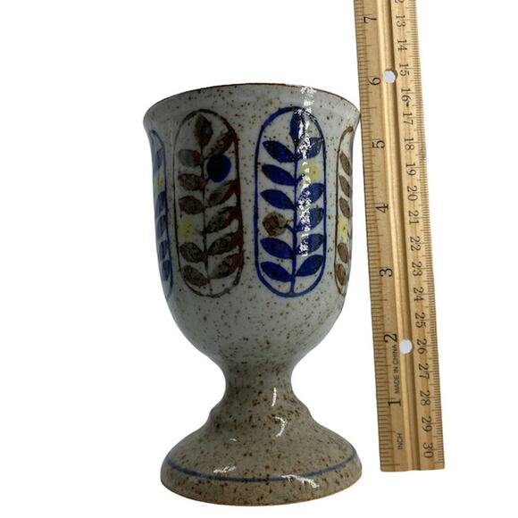 Vintage OTAGIRI Style Stonewear Goblet Set of 8 Berries Leaves 1970s Speckle - Picture 2 of 12